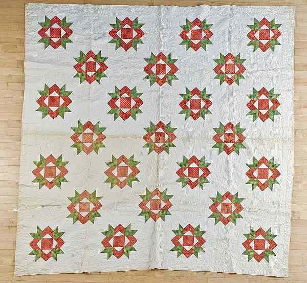 Appraisal: Two Pennsylvania pieced and appliqu d quilts th c