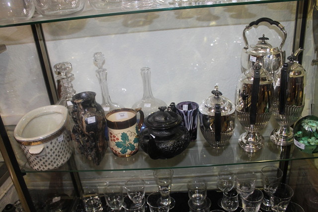 Appraisal: A COLLECTION OF MISCELLANEOUS including three glass decanters two lacking