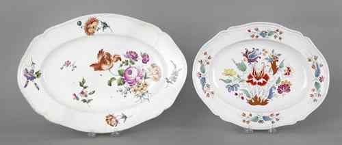 Appraisal: Two oval French faience platters th c with floral decoration