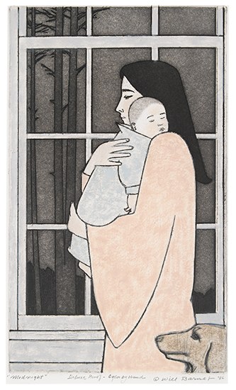 Appraisal: WILL BARNET Midnight Etching and aquatint with hand coloring in