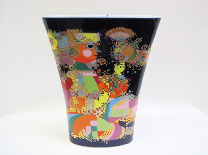 Appraisal: ROSENTHAL STUDIO LINE VASE designed by Bjorn Wiinblad colorful depiction