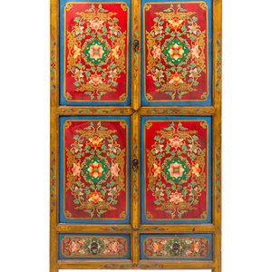 Appraisal: A Tibetan Painted Cabinet th Century Height x width x