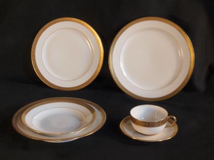 Appraisal: Assembled gold band porcelain partial dinner servicelenox and other european