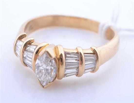 Appraisal: A MARQUISE DIAMOND SET RING STAMPED CT GOLD