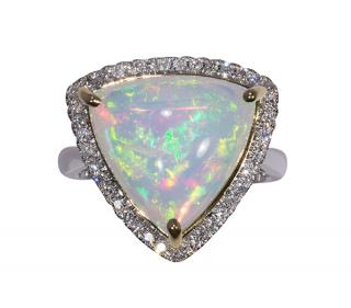 Appraisal: Opal diamond and k white gold ring Opal diamond and