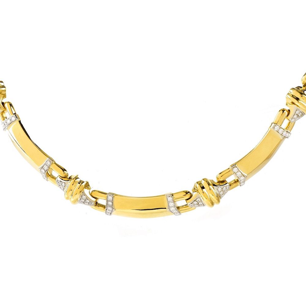 Appraisal: ct TW Diamond and K Gold Necklace Vintage Approx Carat