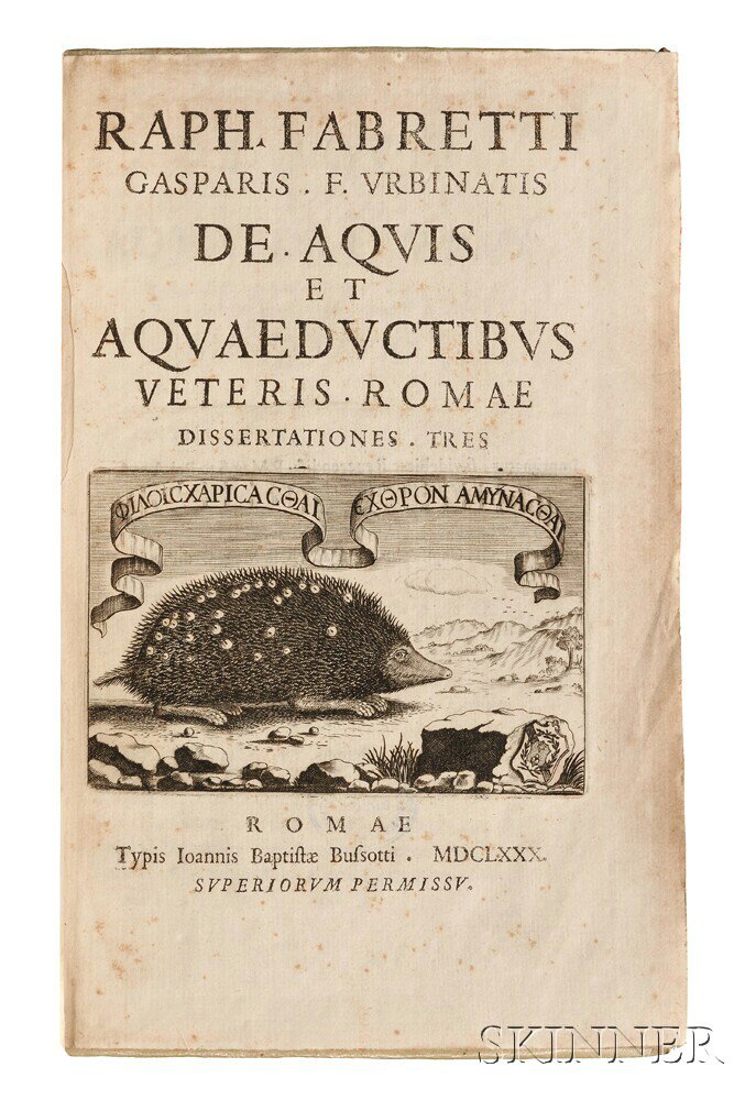 Appraisal: Fabretti Raffaele - De Aquis et Aquaeductibus Veteris Romae Dissertationes