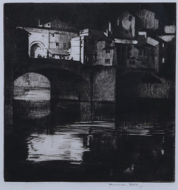 Appraisal: ARTHUR RALPH MIDDLETON TODD - Ponte Vecchio etching pencil signed