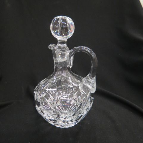 Appraisal: Cut Glass Decanter handled coin spot fan excellent