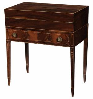 Appraisal: American Federal Bellflower Inlaid Mahogany Writing Desk probably Connecticut circa