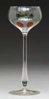 Appraisal: ART GLASS WINE GLASS Clear glass stem with applied orange