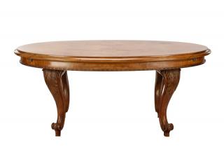 Appraisal: French Style Oval Burl Walnut Dining Table Early th century