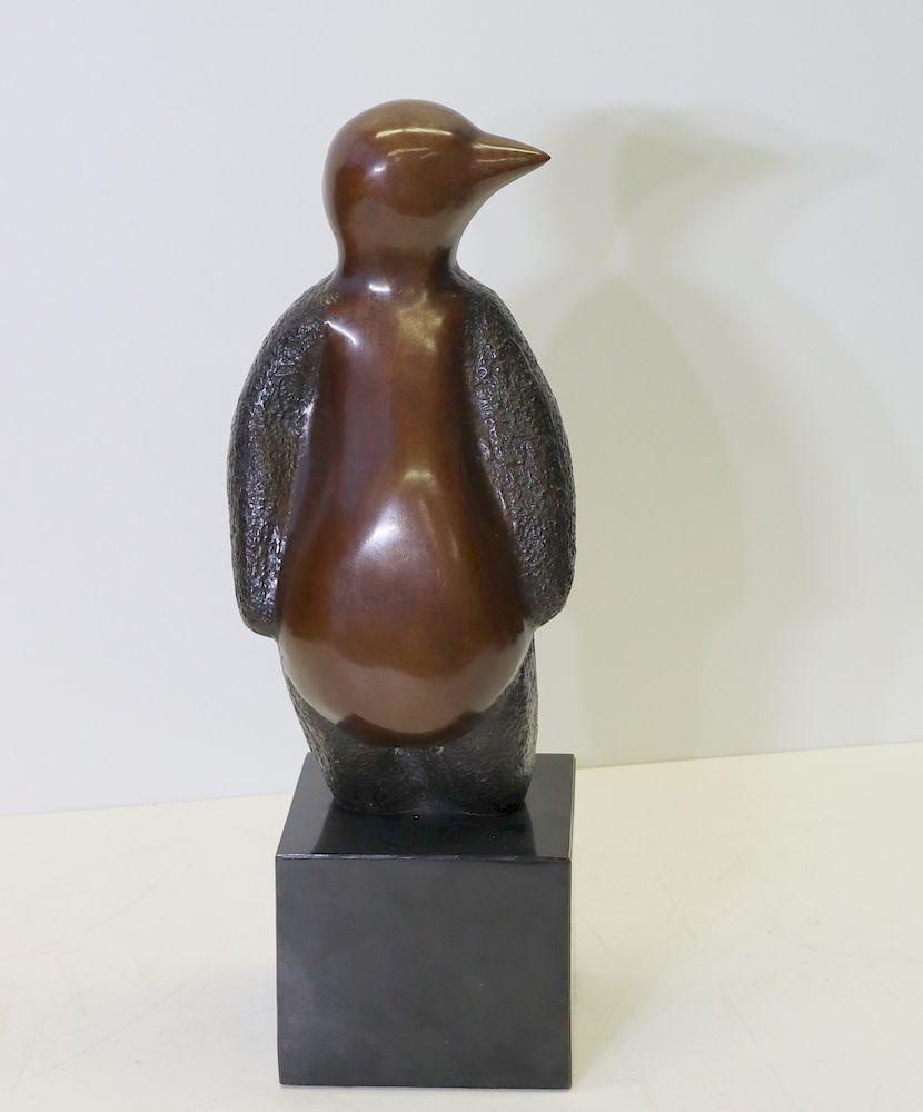 Appraisal: J Sherman Signed And Numbered Bronze Penguin Nicely executed original