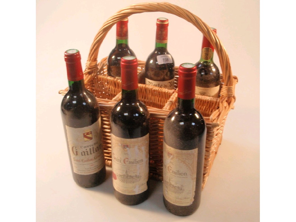 Appraisal: Six bottles of St Emilion wines viz x Porte du