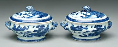 Appraisal: Pair Chinese Nanking sauce tureens coastal village scene with pairs