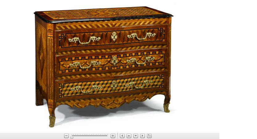 Appraisal: French gilt bronze mounted mahogany burl walnut and parquetry inlaid