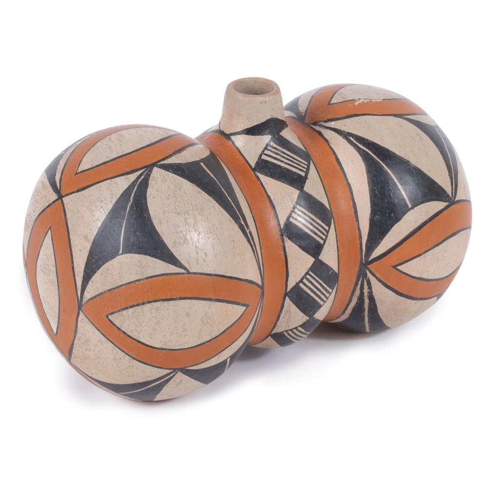 Appraisal: NATIVE AMERICAN ACOMA POLYCHROME DOUBLE LOBED CANTEEN CA - H