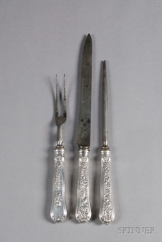 Appraisal: Tiffany Co Sterling Three-Piece Olympian Pattern Carving Set late th