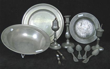 Appraisal: Twelve pieces of assorted pewter Including a large charger a