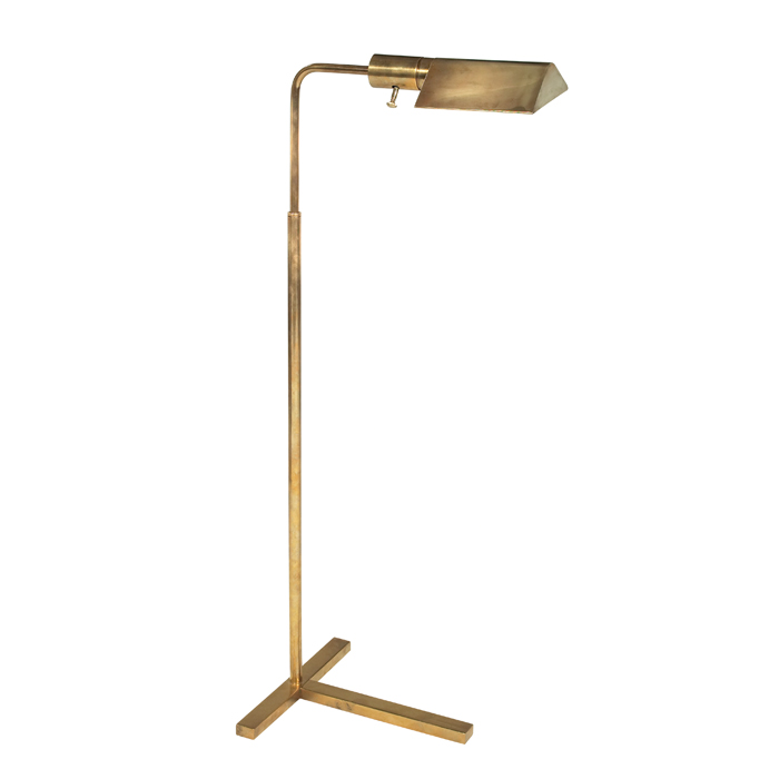 Appraisal: Cedric Hartmann style floor lamp brass T-shaped base triangular shade