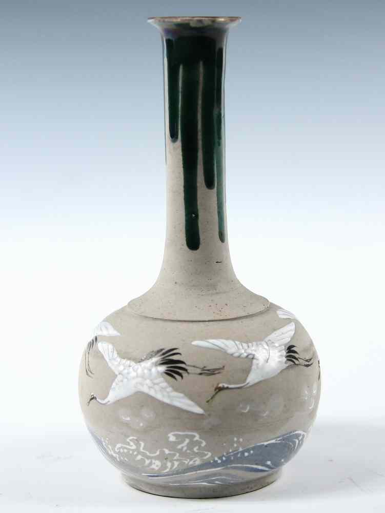 Appraisal: BANKO WARE STEM VASE - Rare Form Signed Japanese Banko