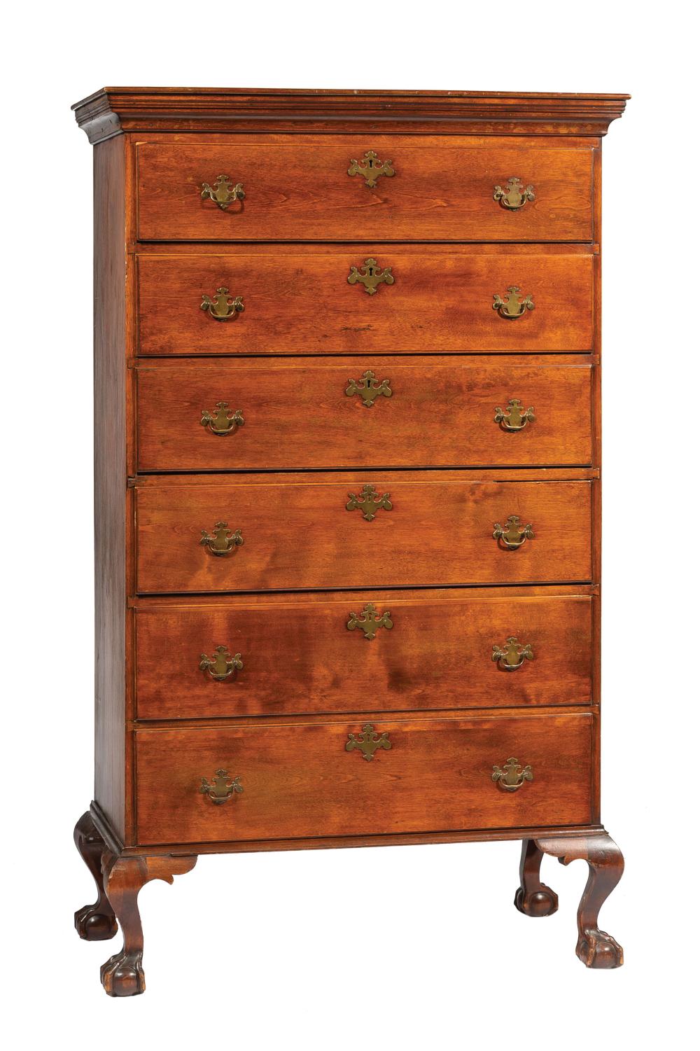 Appraisal: American Mahogany Tall Chest late th c molded top six