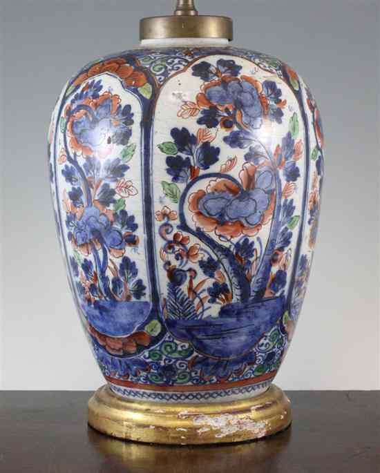 Appraisal: A Dutch Delft ovoid vase th century painted in polychrome