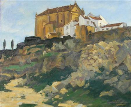 Appraisal: WILLIAM MACDONALD BRITISH - VILLAGE CHURCH IN THE RONDA Signed