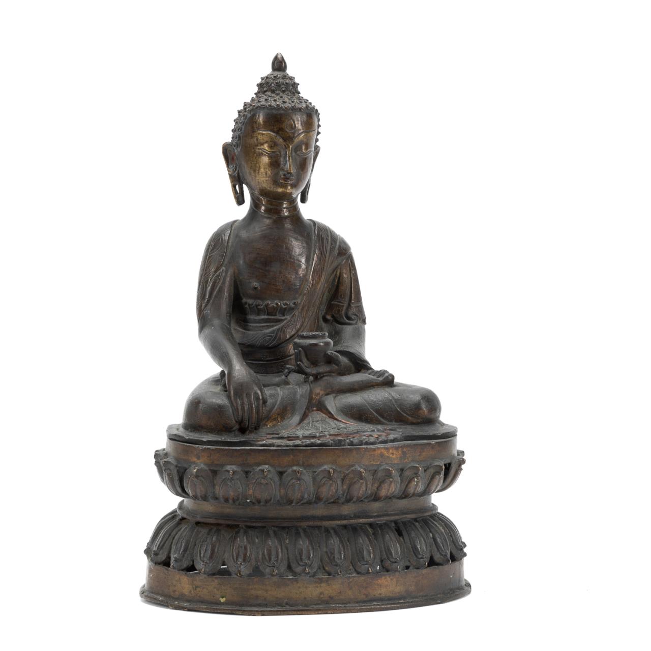 Appraisal: THAI BRONZE SEATED MEDICINE BUDDHA Thai bronze seated Medicine Buddha