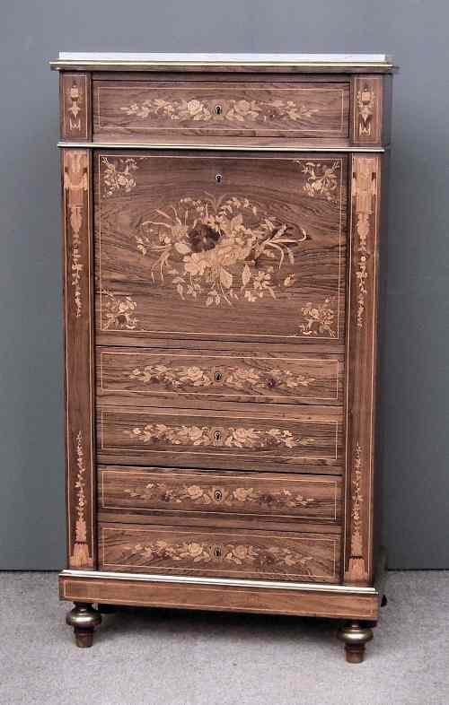 Appraisal: A late th Century French rosewood marquetry and brass mounted