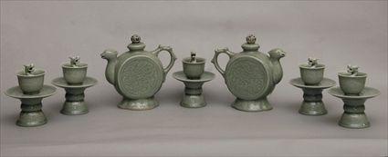 Appraisal: Celadon-Glazed Tea Service Provenance from the Estate of Emma Pauline