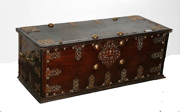 Appraisal: An Anglo Indian brass mounted hardwood chest late th early