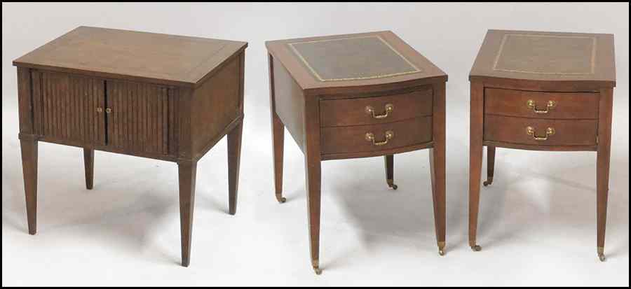 Appraisal: PAIR OF MAHOGANY END TABLES Together with a Baker sliding