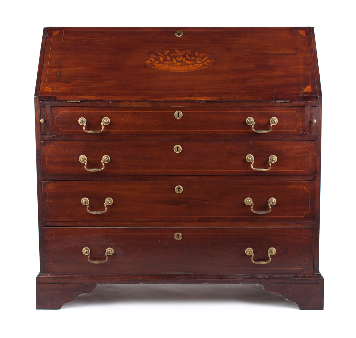 Appraisal: American Chippendale mahogany slant-front desk early th century flat top