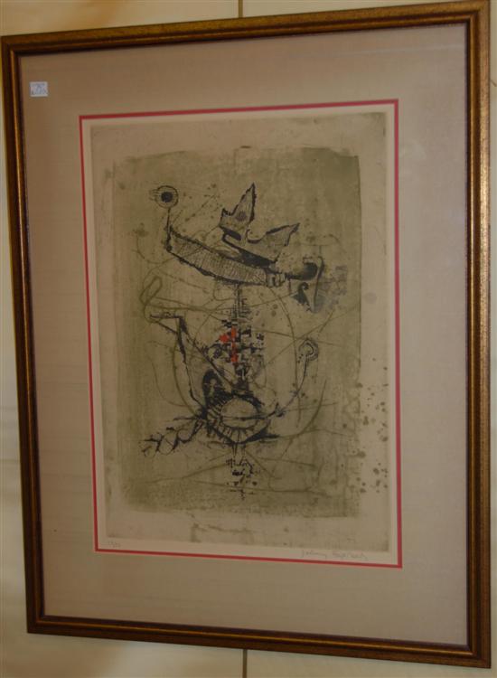 Appraisal: JOHNNY FRIEDLAENDER GERMAN - Aquatint and etching Abstract composition Signed