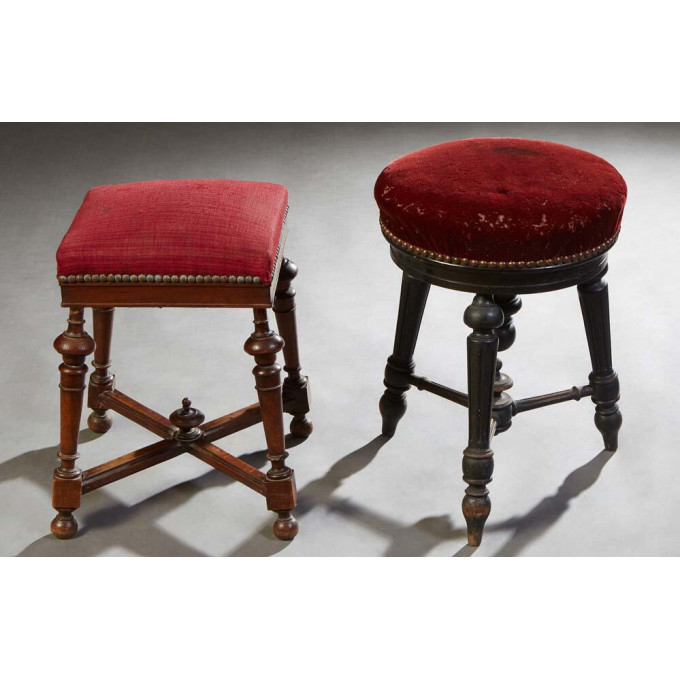 Appraisal: Two French Carved Beech Music Stools late th c one