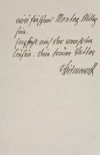 Appraisal: BISMARCK OTTO VON Autograph Letter Signed to Brenhard von Puttkamer