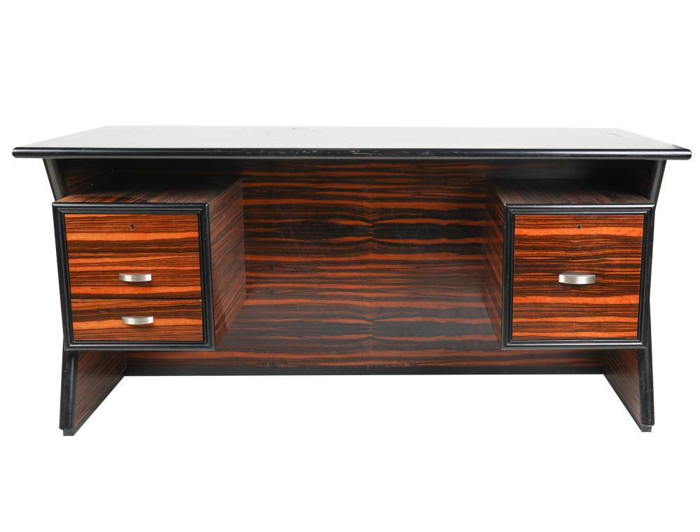 Appraisal: MODERNIST EBONIZED ZEBRAWOOD DESKlate th st century unsigned inches wide