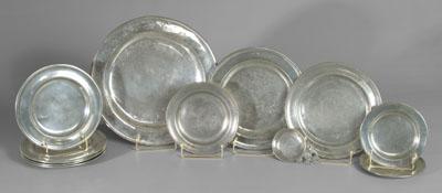 Appraisal: Eleven pewter plates porringer six plates marked verso LONDON five