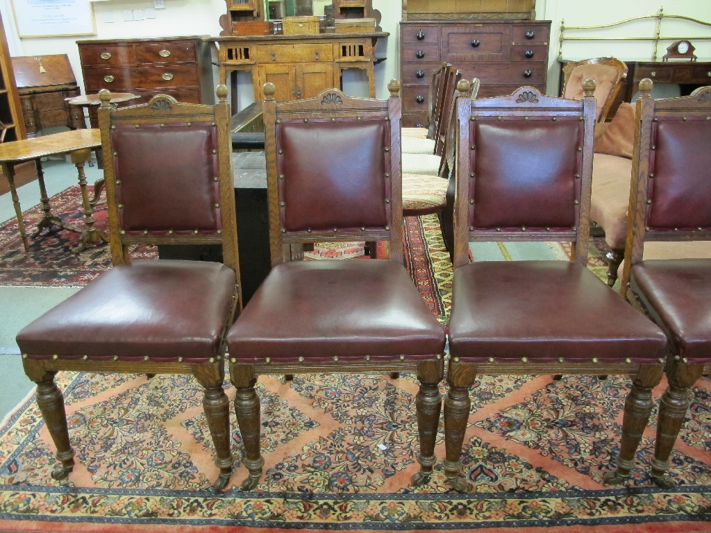 Appraisal: Set of six Victorian oak dining chairs