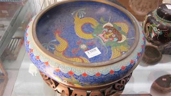 Appraisal: CHINESE CLOISONNE DRAGON BOWL ON STAND