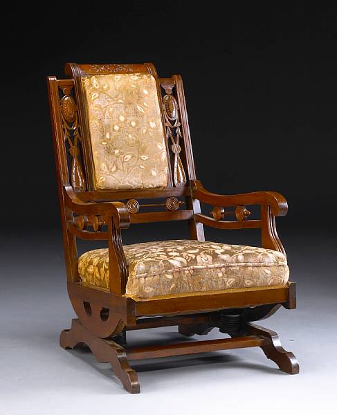 Appraisal: An Aesthetic style upholstered rocking chair height in width in