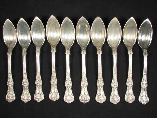 Appraisal: Ten sterling silver grapefruit spoons in the English King pattern