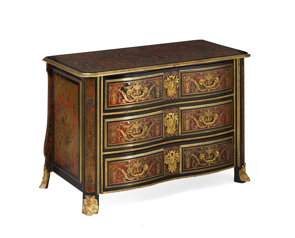 Appraisal: YFINE LOUIS XIV STYLE BOULLE MARQUETRY EBONY AND EBONISED COMMODE