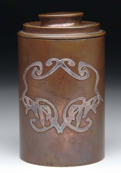 Appraisal: HEINZ HUMIDOR Silver clad Art Nouveau decoration on a cylinder