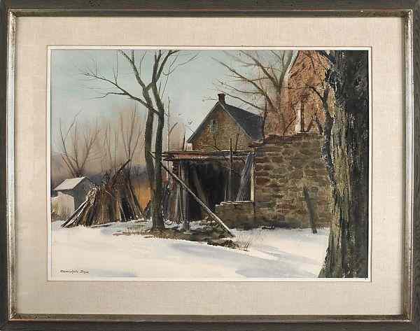 Appraisal: Ranulph Bye American - watercolor landscape with a farmhouse signed