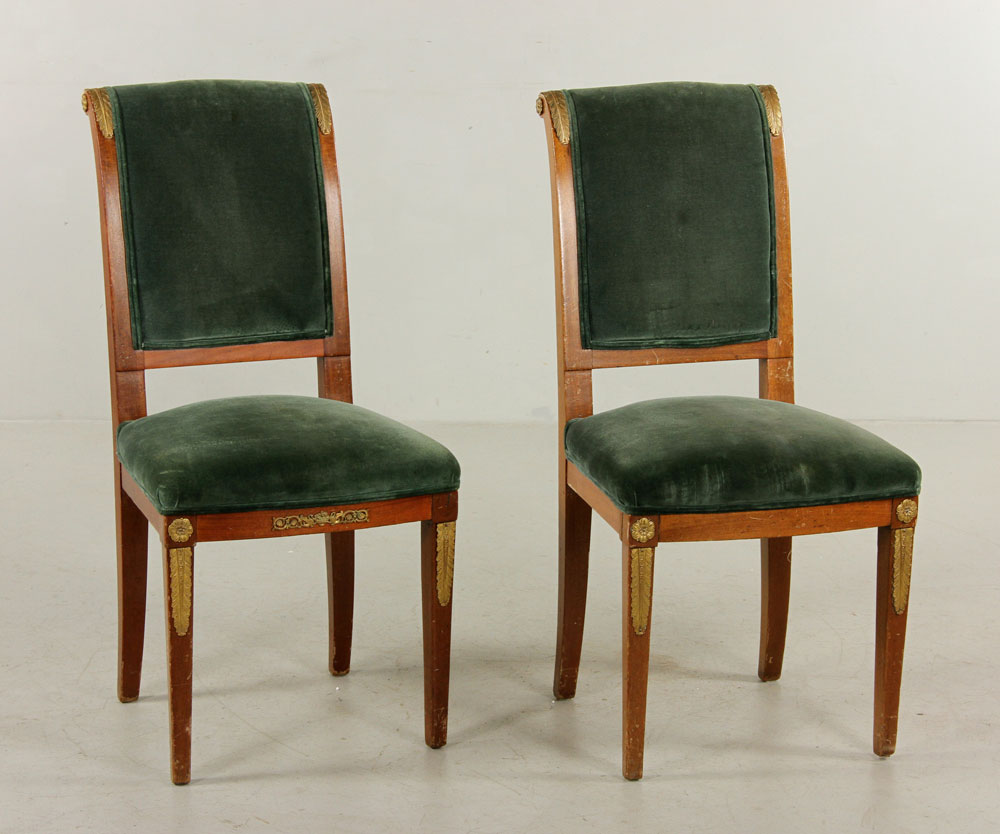 Appraisal: - Pair French Empire Style Chairs Pair Of French Empire