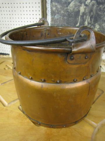 Appraisal: Copper kettle with hand-forged iron bail '' high and ''