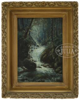 Appraisal: E VILLARD American School th th Century FOREST WATERFALL WITH