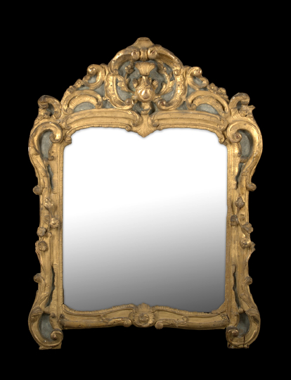 Appraisal: Good French Carved and Matte Gris-de-Trianon-Painted Regence Looking Glass second